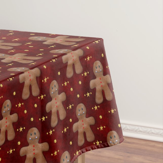 Cute Gingerbread Men Christmas Tablecloth (In Situ)