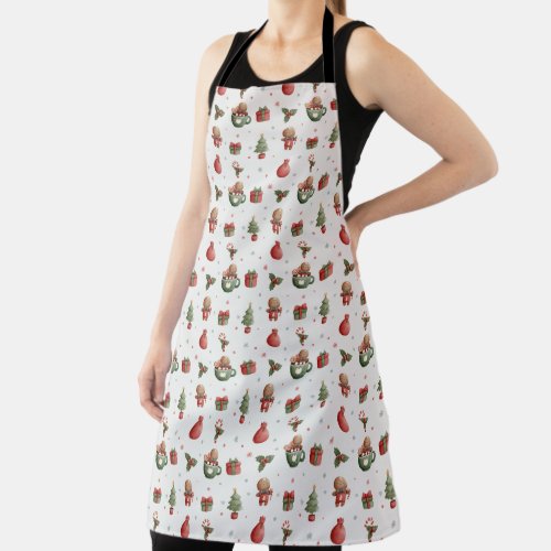Cute Gingerbread Men Christmas Tree Gifts Apron