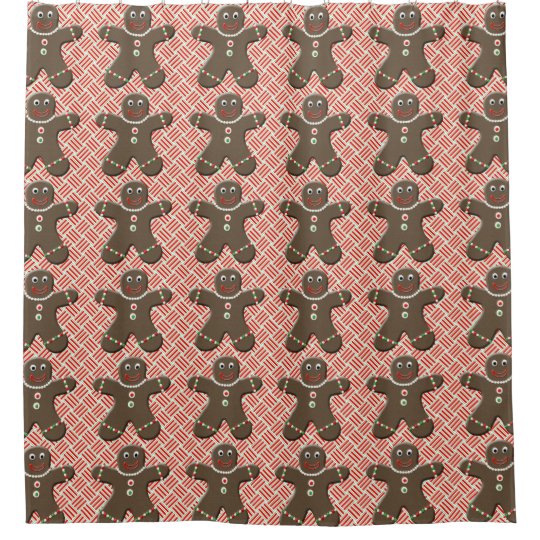 Cute Gingerbread Men Holiday Christmas Shower Curtain Zazzle Com
