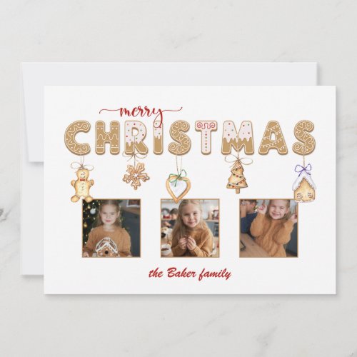 Cute Gingerbread Merry Christmas Multiphoto Holiday Card