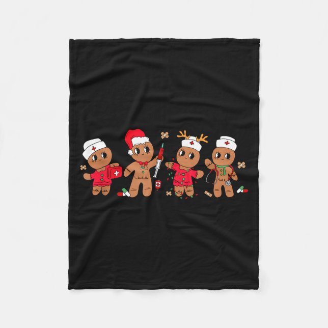 Cute Gingerbread Nurse Christmas Design Medical Hu Fleece Blanket (Front)