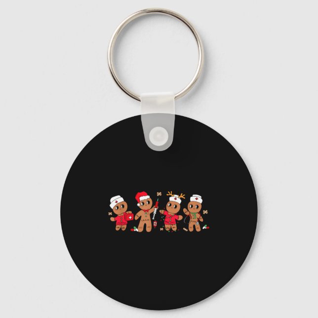 Cute Gingerbread Nurse Christmas Design Medical Hu Keychain (Front)