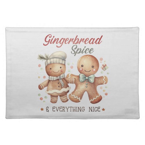 Cute Gingerbread People Holiday Cloth Placemat