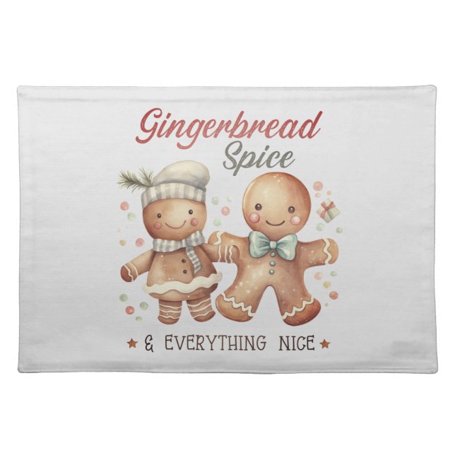 Cute Gingerbread People Holiday Cloth Placemat (Front)