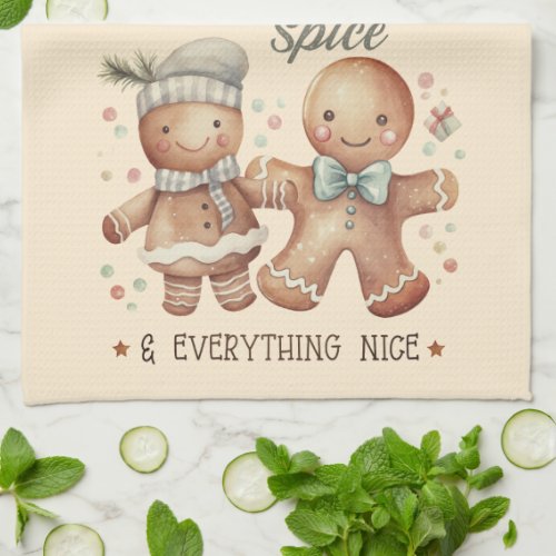 Cute Gingerbread People Holiday Kitchen Towel