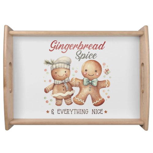 Cute Gingerbread People Holiday Serving Tray