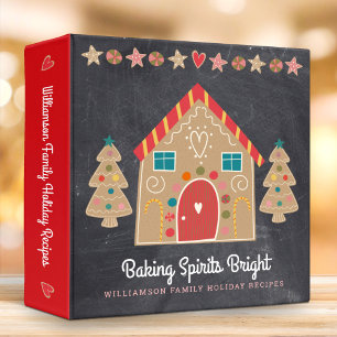Cute Gingerbread Rustic Chalkboard Recipe Cookbook 3 Ring Binder