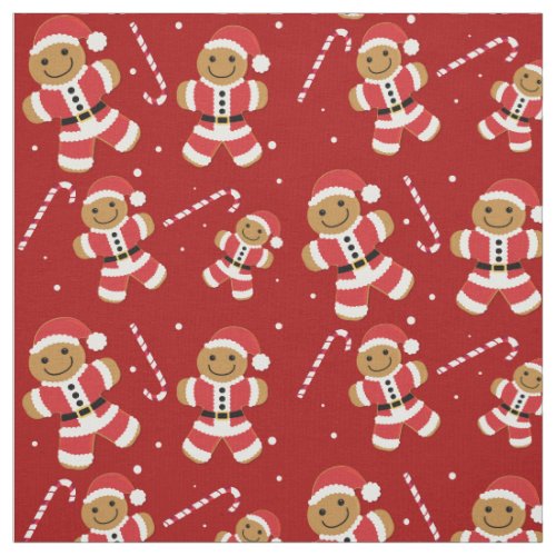 Cute Gingerbread Santa Christmas Fabric