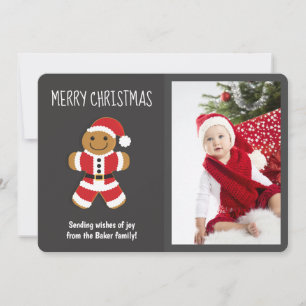 Cute Gingerbread Santa Photo Christmas Holiday Card