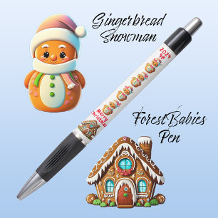 Cute Gingerbread Snowman Cartoon Graphic White ⛄️ Pen