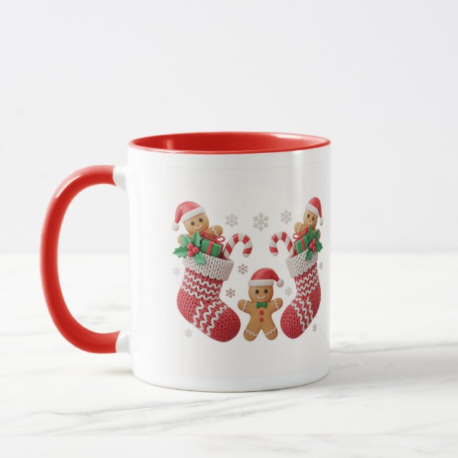 Cute Gingerbread Stocking Mug Wrap (Left)