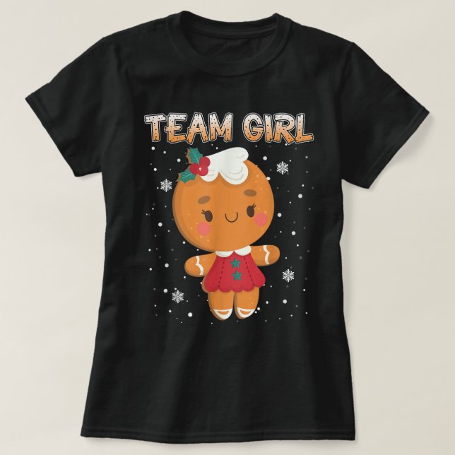 Cute Gingerbread Team Girl Design T-Shirt (Design Front)