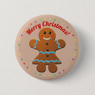 Cute Gingerbread Woman Button