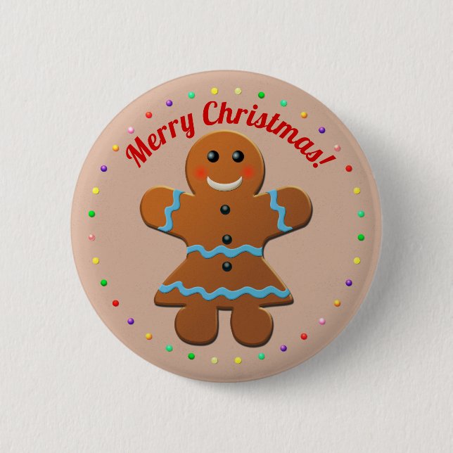 Cute Gingerbread Woman Button (Front)