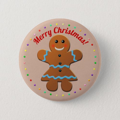 Cute Gingerbread Woman Button