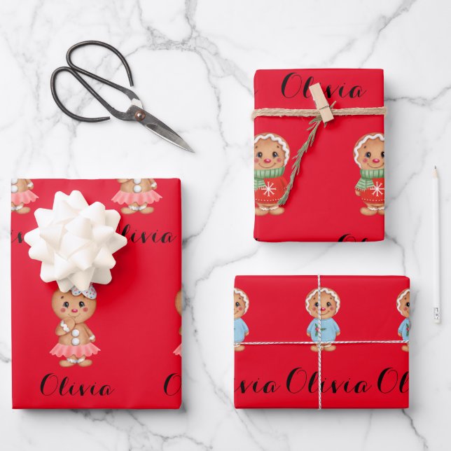 cute gingerbread  wrapping paper sheets (Front)