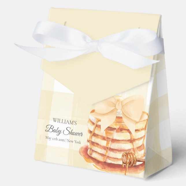 Cute Gingham Bow Pancake Brunch Baby Shower  Favor Boxes (Front)