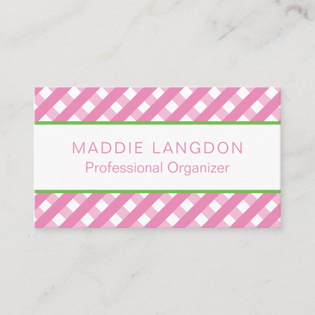 Cute Gingham Business or Contact Cards (Front)