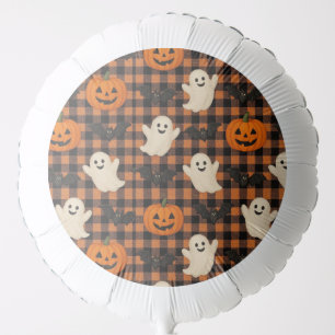 Cute, gingham halloween ghost pumpkin bats balloon