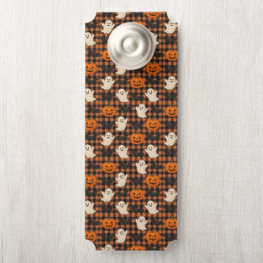 Cute, gingham halloween ghost pumpkin bats  door hanger