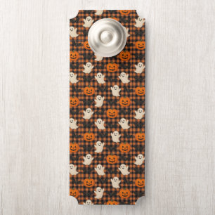 Cute, gingham halloween ghost pumpkin bats door hanger
