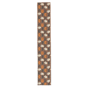 Cute, gingham halloween ghost pumpkin bats  long table runner