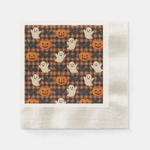 Cute, gingham halloween ghost pumpkin bats napkins