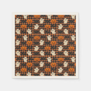 Cute, gingham halloween ghost pumpkin bats napkins