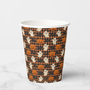 Cute, gingham halloween ghost pumpkin bats paper cups