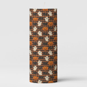 Cute, gingham halloween ghost pumpkin bats pillar candle