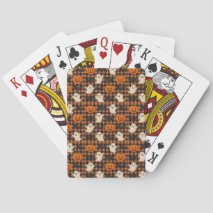 Cute, gingham halloween ghost pumpkin bats  poker cards