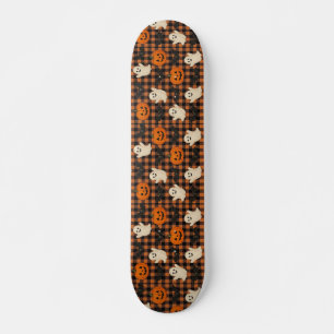 Cute, gingham halloween ghost pumpkin bats  skateboard