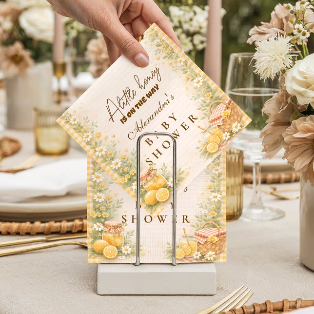 Cute Gingham Honey Bee Baby Shower Napkins (Creator Uploaded)