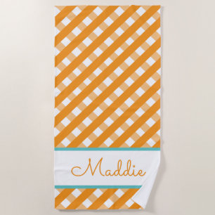 Cute Gingham Personalized Beach Towel