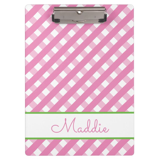 Cute Gingham Personalized Clipboard (Front)