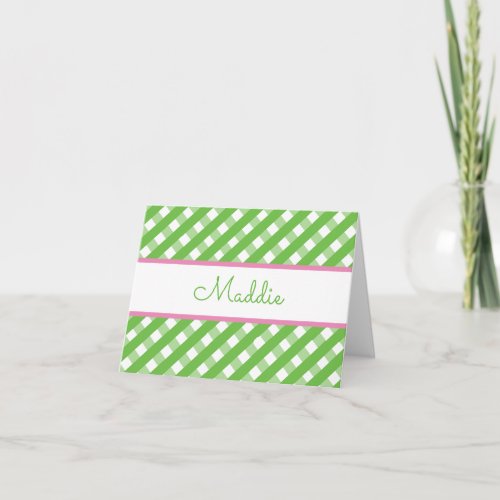 Cute Gingham Personalized Folded Note Cards