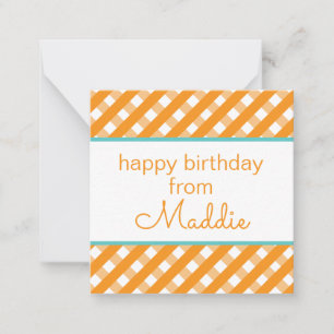 Cute Gingham Personalized Gift Enclosure Cards