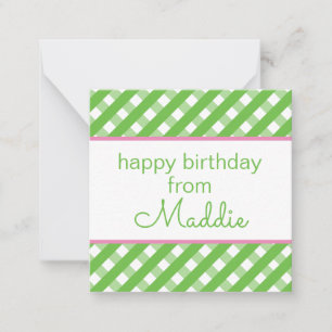 Cute Gingham Personalized Gift Enclosure Cards