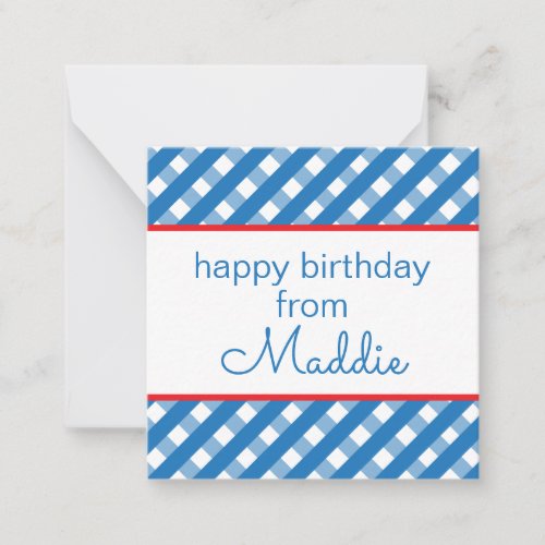 Cute Gingham Personalized Gift Enclosure Cards