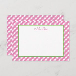 Cute Gingham Personalized Note Cards