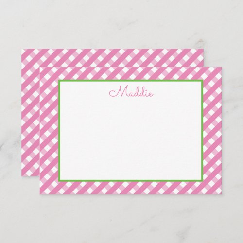 Cute Gingham Personalized Note Cards