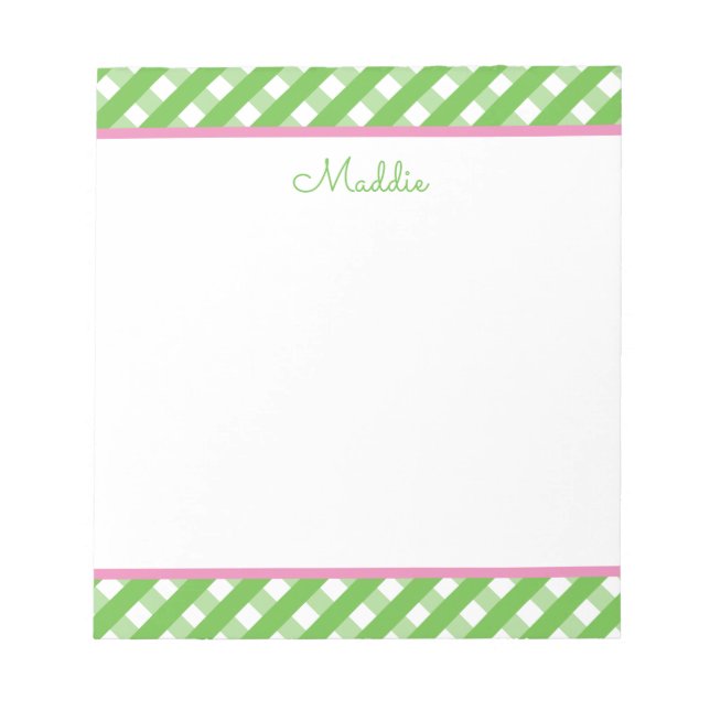 Cute Gingham Personalized Notepad (Front)