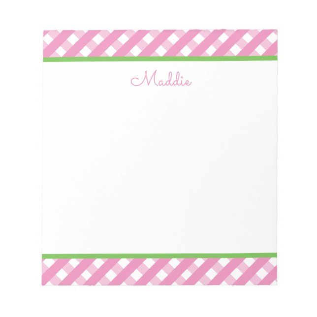 Cute Gingham Personalized Notepad (Front)