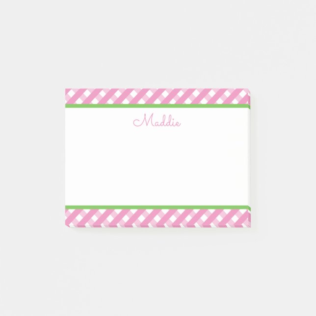 Cute Gingham Personalized Notepad (Front)