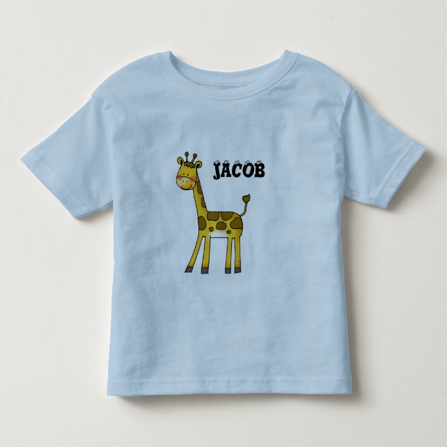 cute giraffe- add your child's name toddler t-shirt (Front)