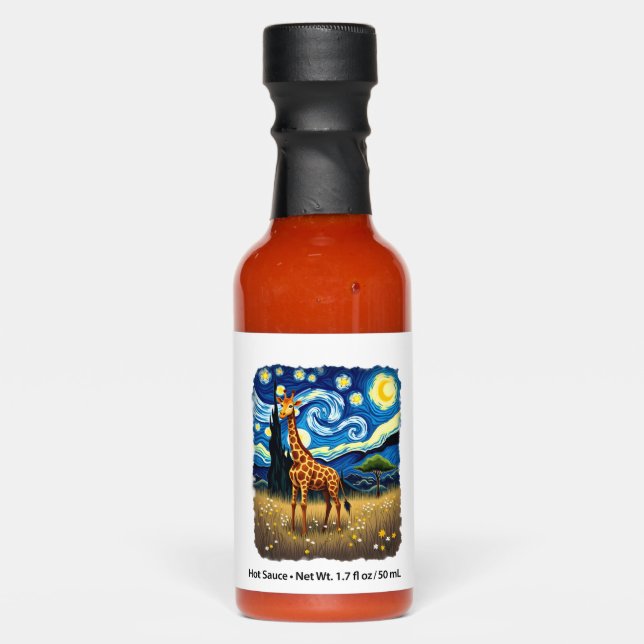 Cute Giraffe Africa - Starry Night Hot Sauces (Front)