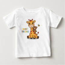 Cute Giraffe and Bear Best Friends Illustration