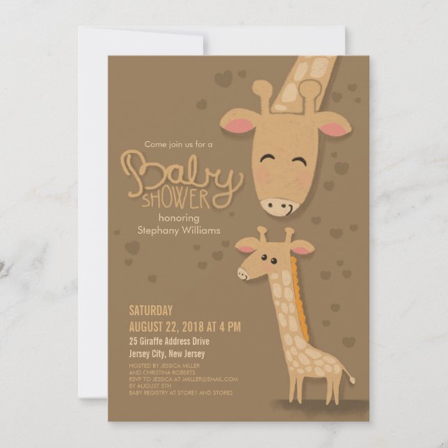 Cute Giraffe and Mommy Baby Shower Invitation (Front)