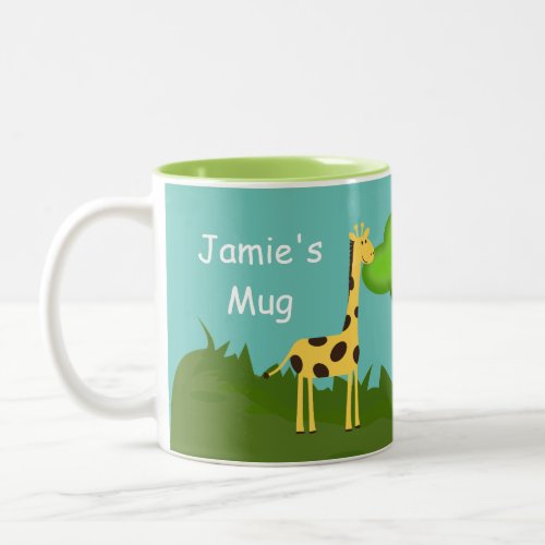 Cute Giraffe and Tree Personalised Coffee Mug