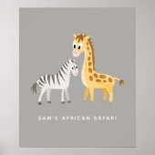 Cute Giraffe and Zebra Wild Animal Poster (Front)